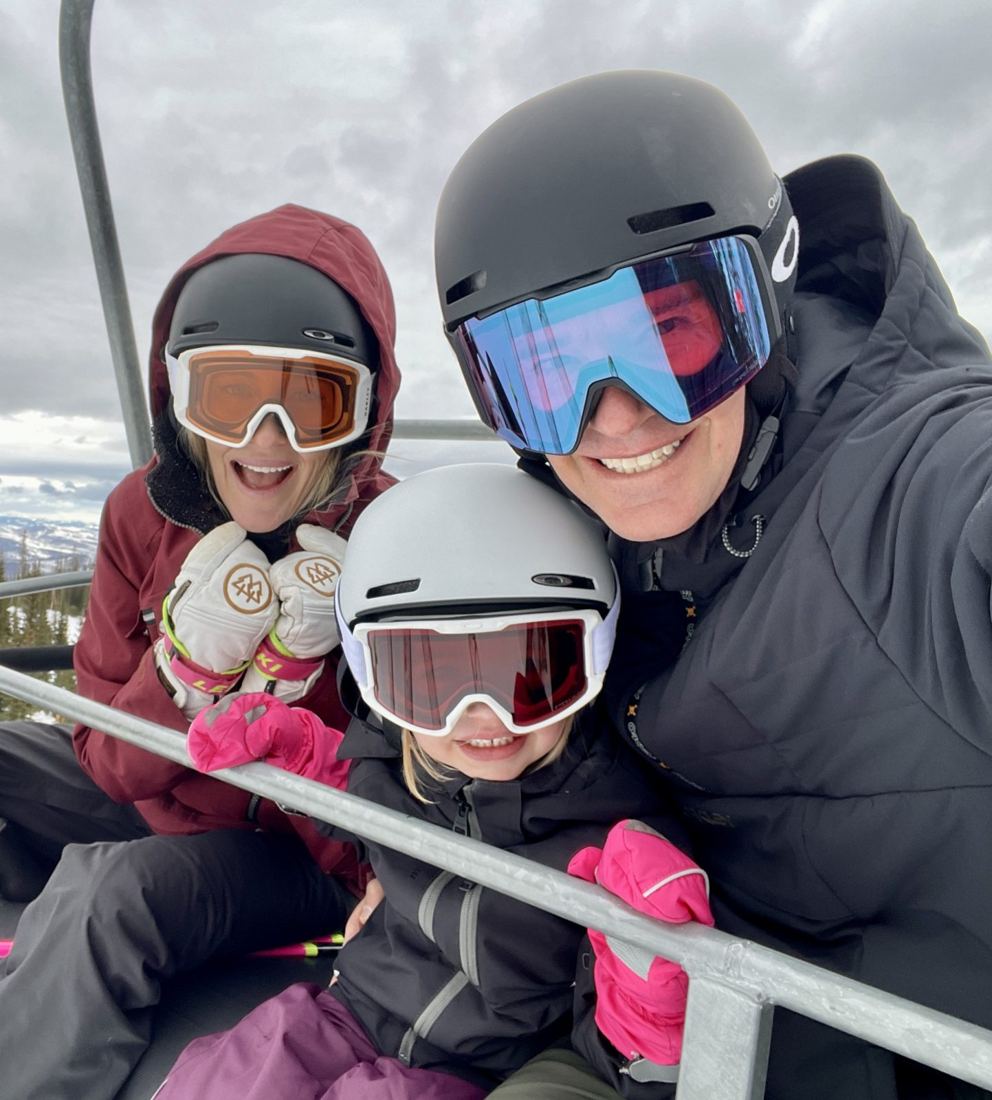 Family selfie on a chairlift
