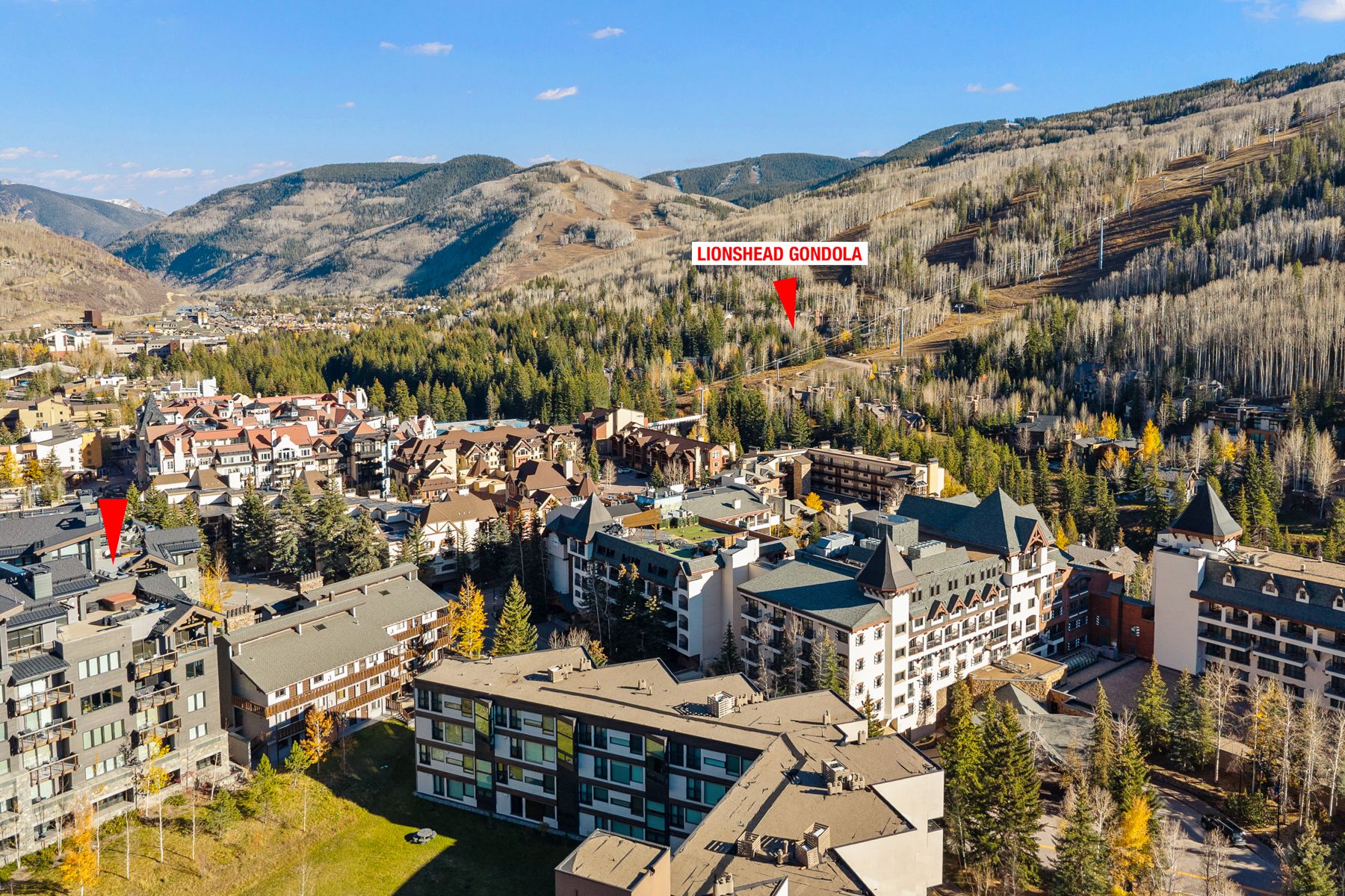 Aerial view of The Lion with the Lionshead gondola marked